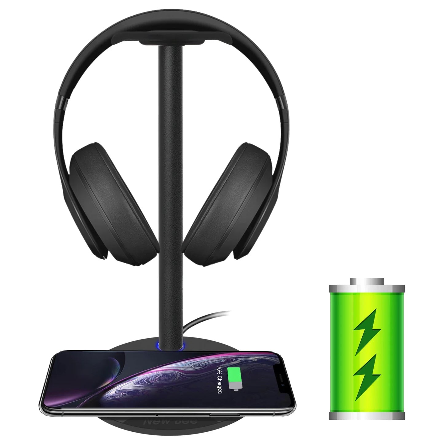 RGB Headphones Stand Holder Desk Gaming Headset with 2 USB Ports Cool Display Holder Non-Slip Rubber Base for Gamer