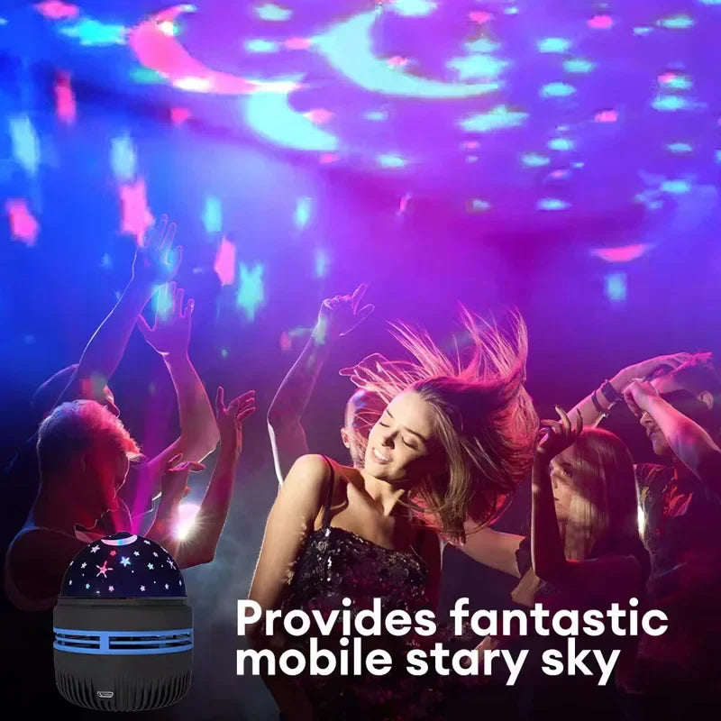 LED Starry Sky Night Lights USB Rotating Projector Lamp Magic Ball Moon Star Christmas Lights Home Room Atmosphere Decorations